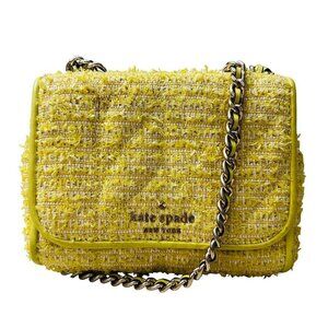 Kate spade Mini Emelyn tweed yellow crossbody bag